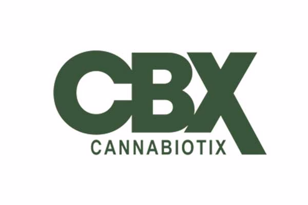 Logo of CBX Cannabiotix featuring bold green letters on a white background